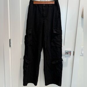 Women Black wide leg Cargo Pants